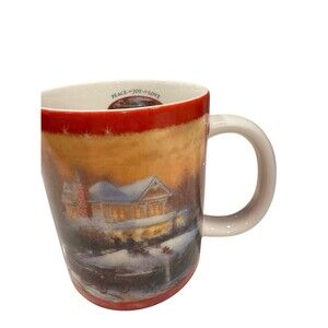 AMCAL Thomas Kinkade Christmas II Coffee Mug with Holiday Screen EUC Collectible